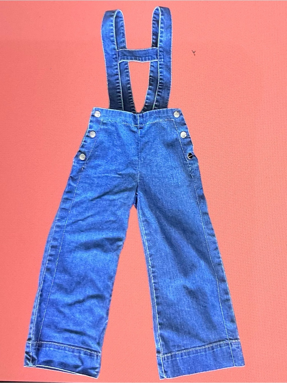 Jacadi -Sz 5T- Rare Light Blue Denim Overalls Removable Straps